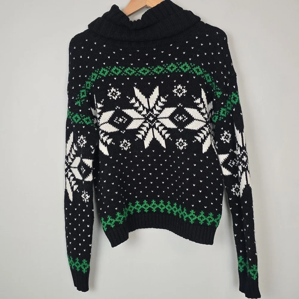 Polo Ralph Lauren Mens Fair Isle‎ Snowflake Cowl Neck Sweater M Angora Cashmere